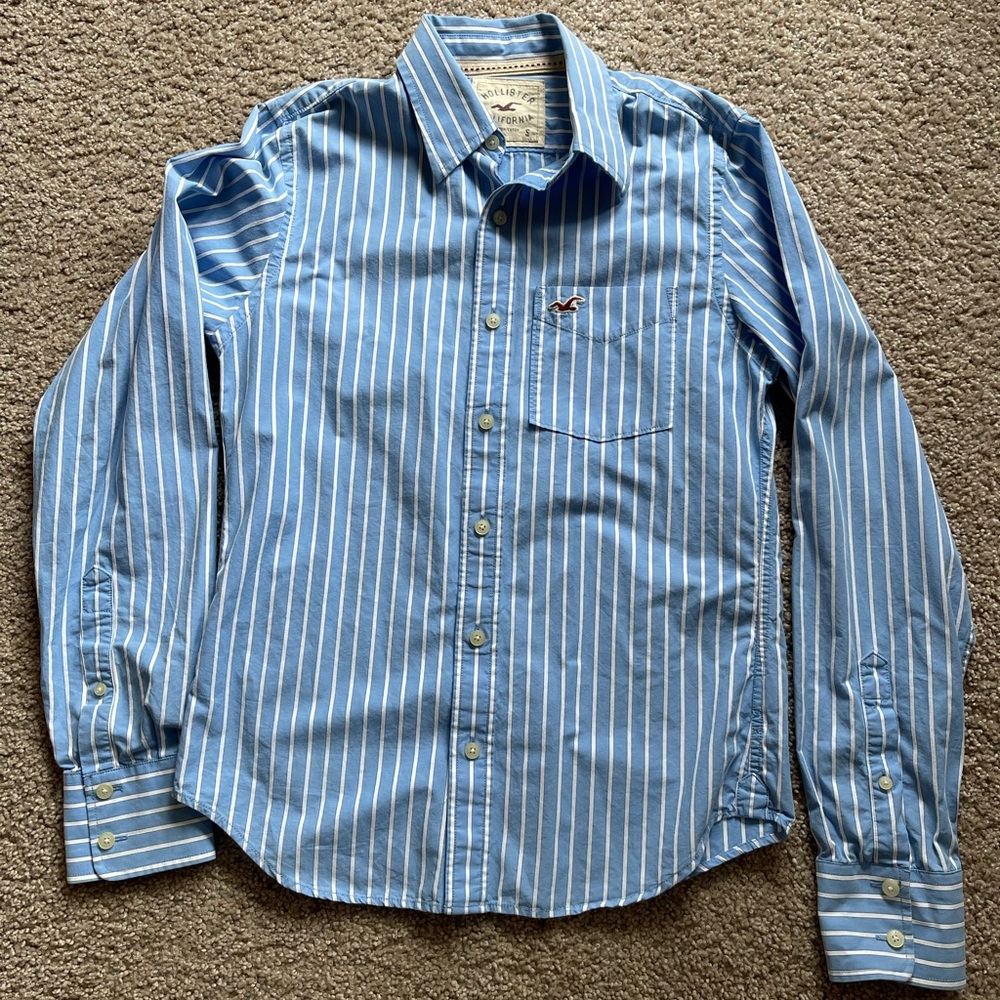 Hollister strip button dress shirt small